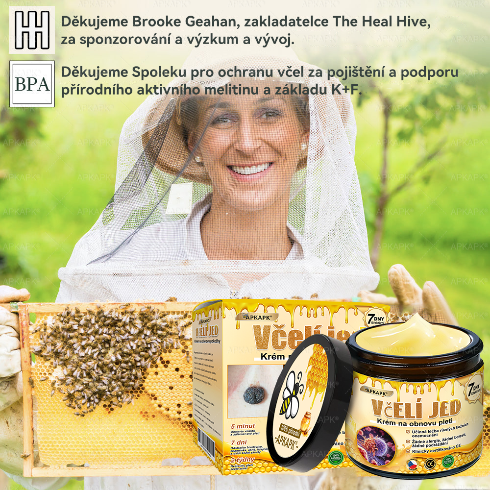 🐝Dermatologicky a klinicky testováno👩‍⚕️🐝APKAPK®Bee Venom Krém na obnovení pleti🐝 pomáhá při léčbě kožních problémů, jako jsou: vrásky, jizvy, pigmentové skvrny, strie, akné, psoriáza, ekzém, kožní změny, podráždění, záněty a další kožní problémy.