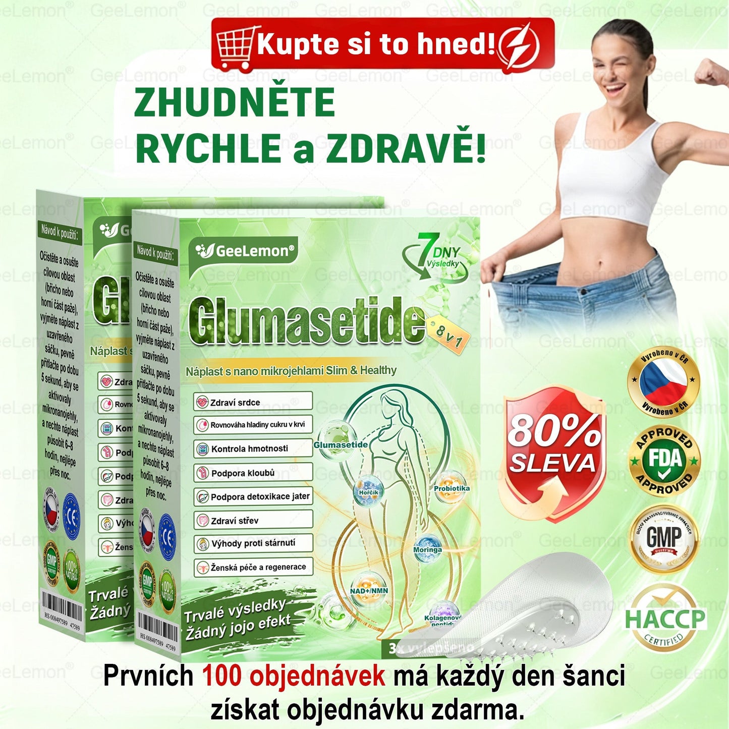 🍃🎁 𝐆𝐞𝑒𝑙𝑒𝐦𝐨𝐧® Glum𝐚𝐬𝐞tide 8 v 1 – Zeštíhlující nano mikrojihlový náplast 🇨🇿 Jen 1× denně ✅ Viditelné změny za 7 dní – na obezitu, kardiovaskulární zdraví, diabetes a kloubní problémy